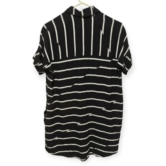Madewell Shirt Dress Small Courier Break Stripe Black White Pockets Button Down - Picture 3 of 7